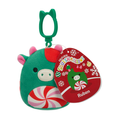 RUBEN Candy Cane Cow - 3.5" CLIP Holiday Squishmallow Plush