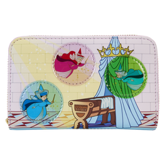 Loungefly Sleeping Beauty - Castle Three Good Fairies Stained Glass Zip Around Wallet