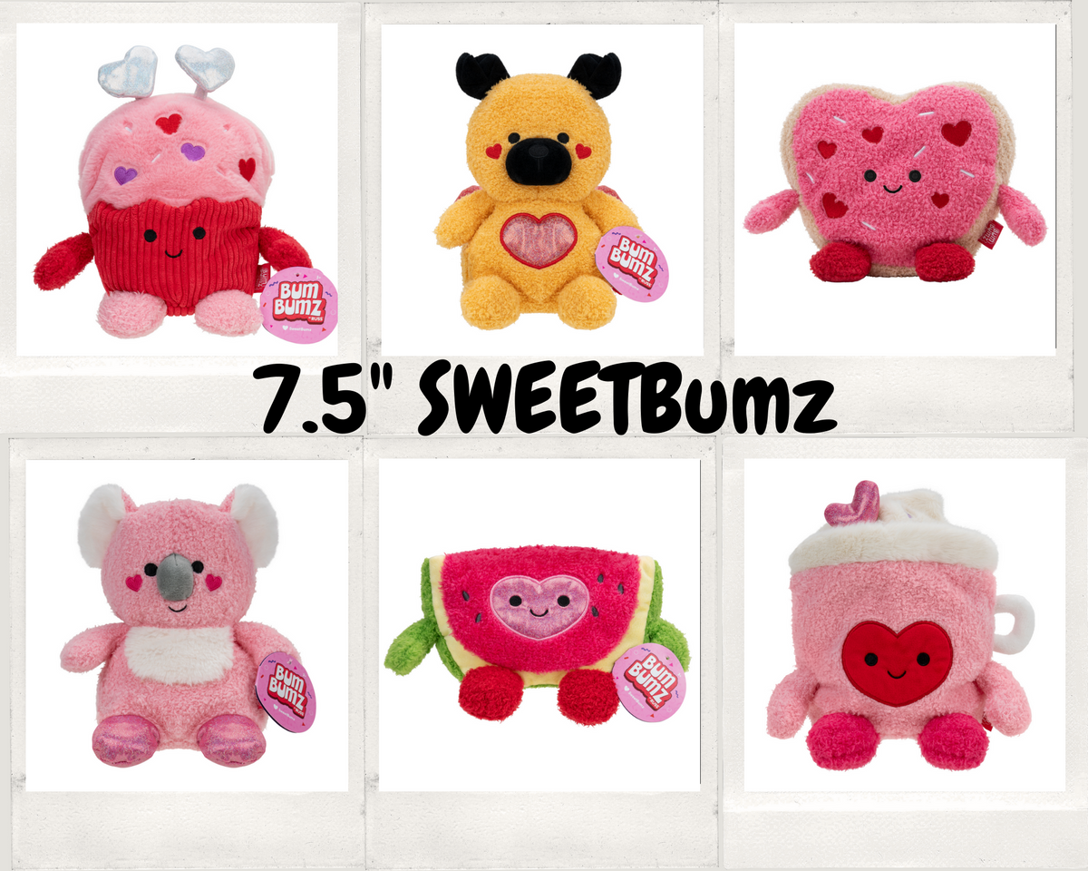 FULL Set of 6 -  7.5" SWEET (Valentines Day)  Bumz - BumBumz Plush