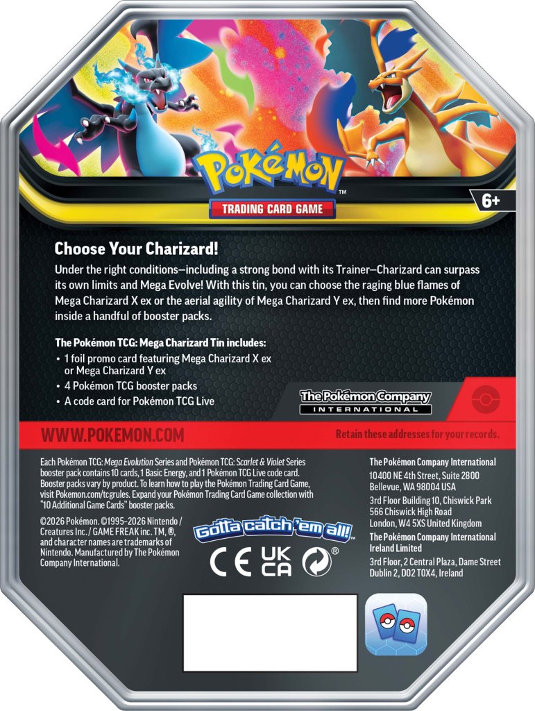 Pokemon TCG Mega Charizard ex Tins