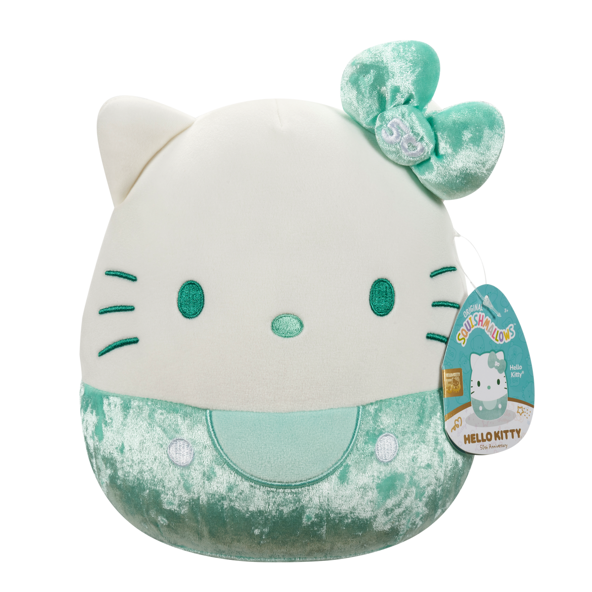 TEAL - 8" HELLO KITTY 50Th VELVET Bows - SANRIO SQUISHMALLOWS