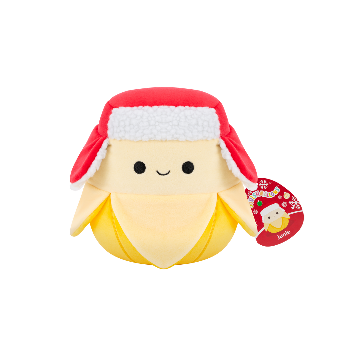 JUNIE Banna with Red Trapper Hat- 7.5" Holiday B Squishmallow Plush