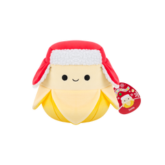 JUNIE Banna with Red Trapper Hat- 7.5" Holiday B Squishmallow Plush