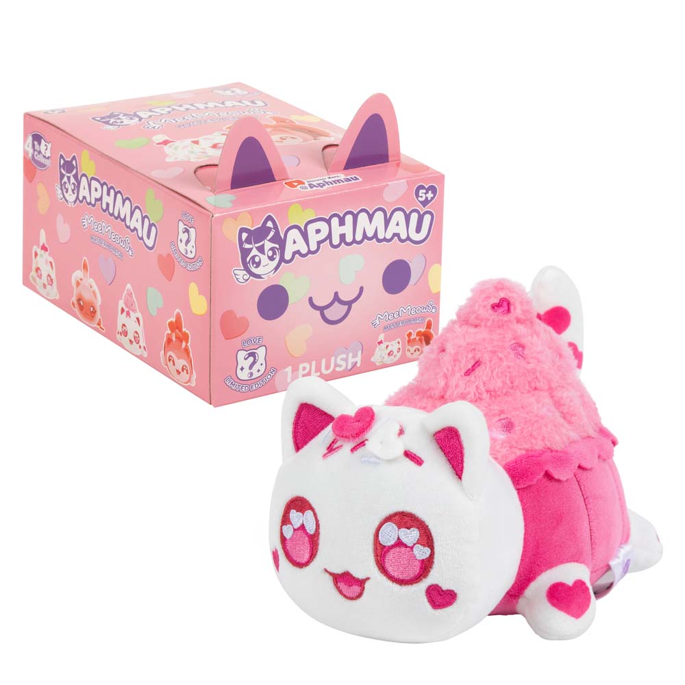 Hearts Cupcake Cat (Opened) - Aphmau Mystery Meemeow 6" Plush - Valentines
