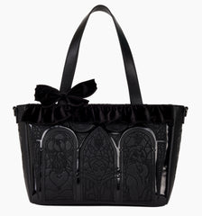Loungefly Disney Villains - Black Faux Leather with Velvet Trim Tote Bag & Coin Bag