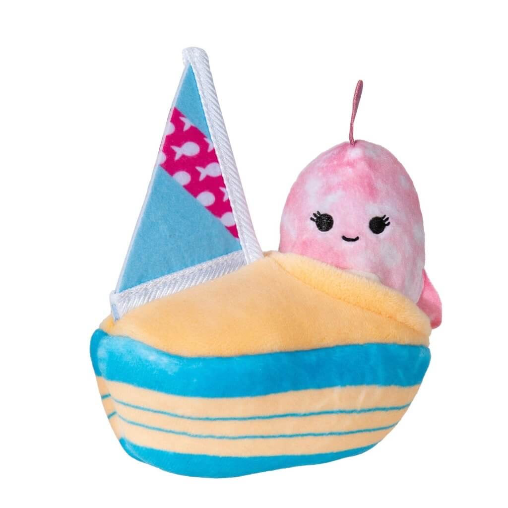 Pink guy in Sail Boat - Squishville Mini Squishmallow in Vehicle