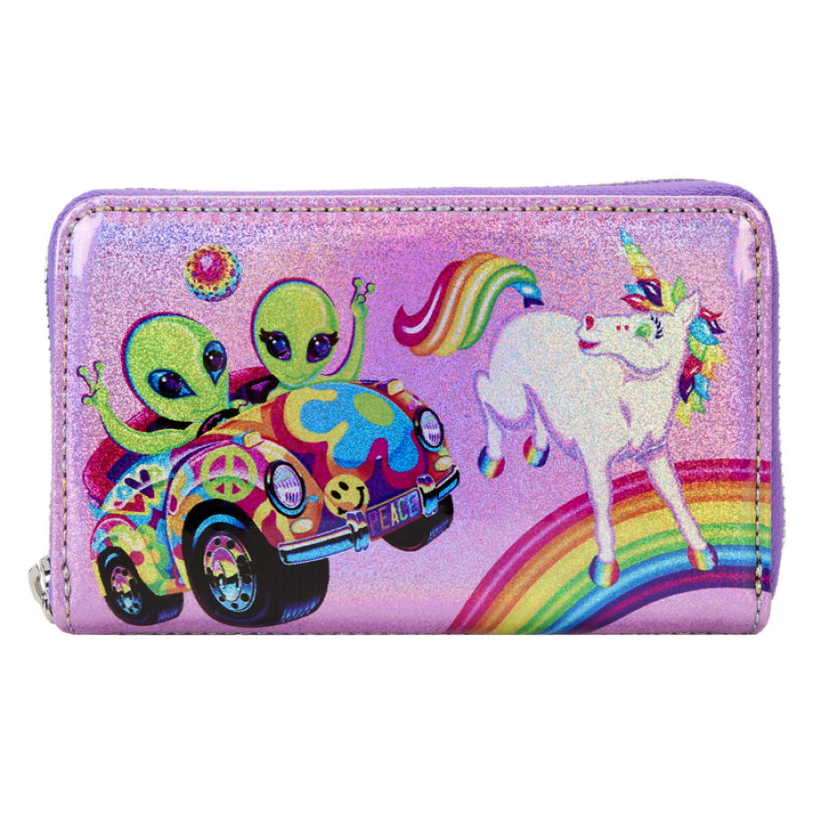 Loungefly Lisa Frank - Holographic Glitter Color Block Zip Around Wallet