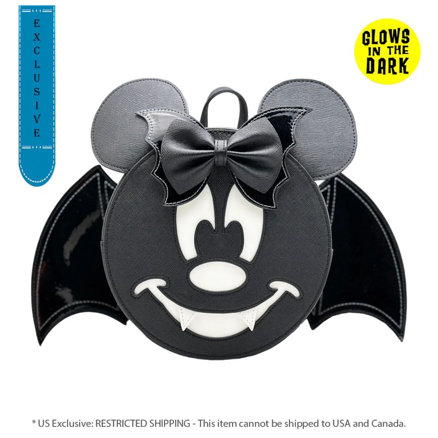 Loungefly Glow in the Dark Mickey Bat Convertible Mini outlet Backpack. NWT