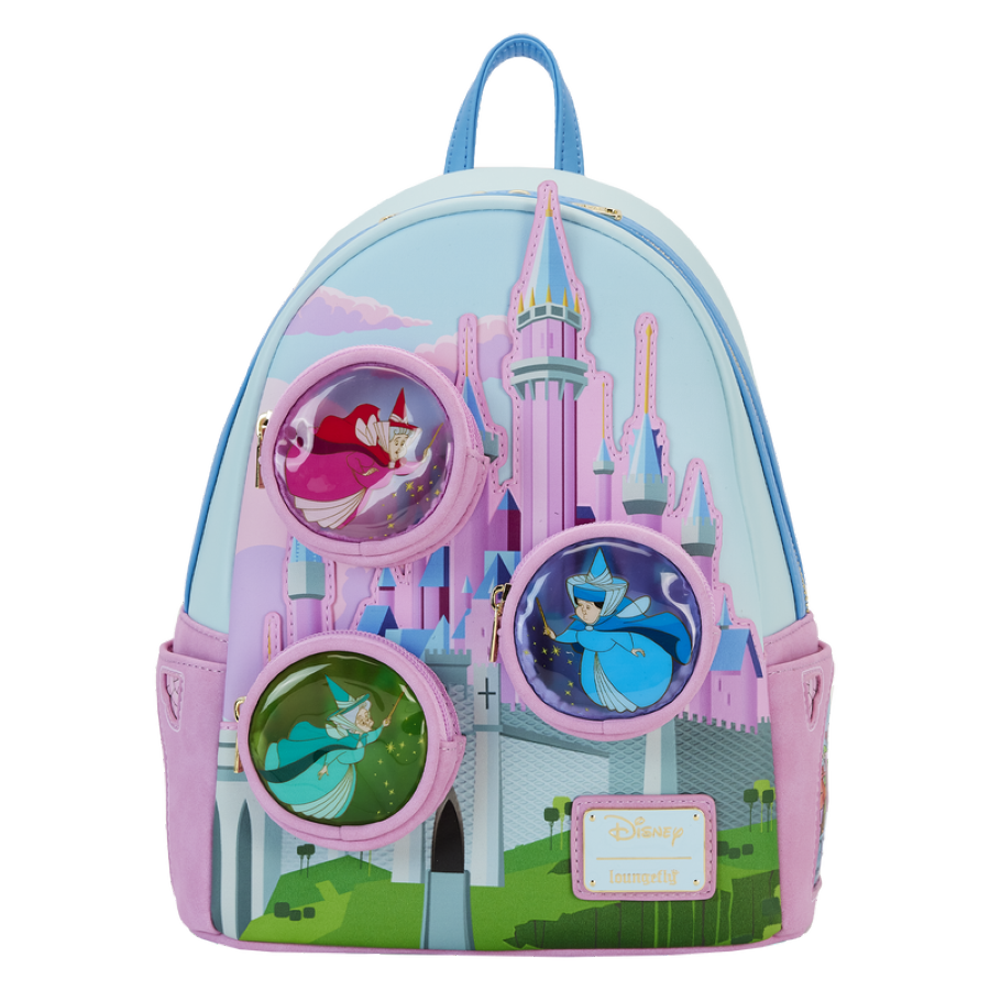 Loungefly Sleeping Beauty - Castle Three Good Fairies Stained Glass Mini Backpack