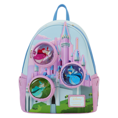 Loungefly Sleeping Beauty - Castle Three Good Fairies Stained Glass Mini Backpack