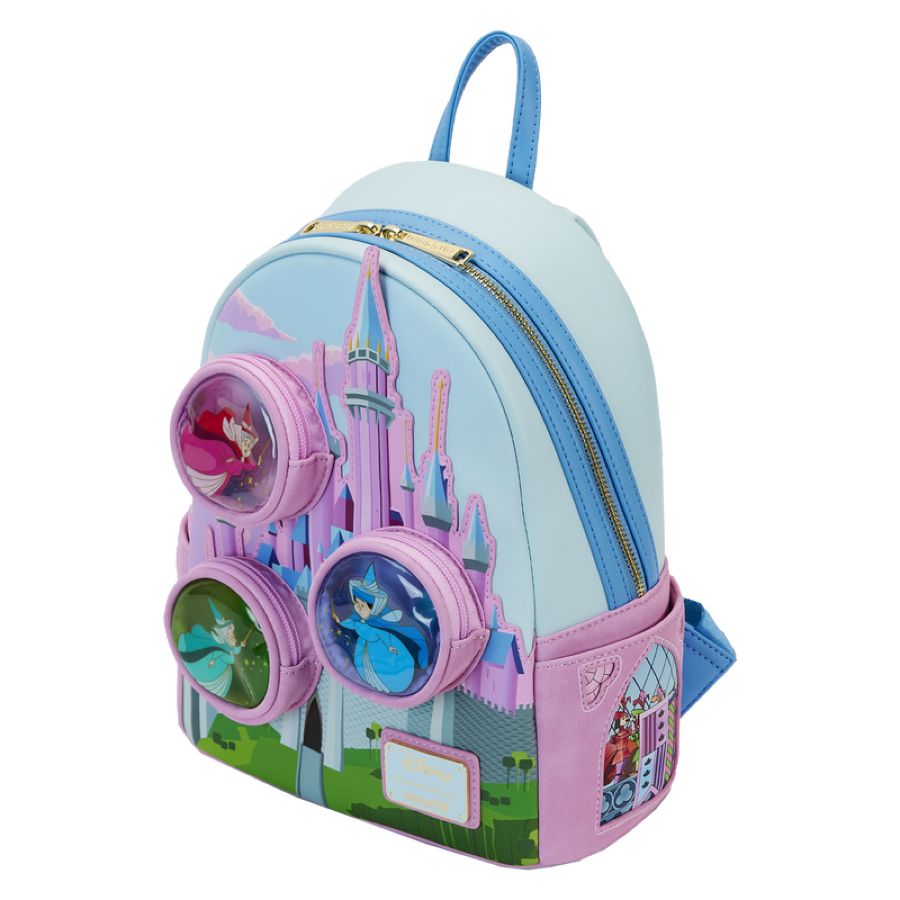 Loungefly Sleeping Beauty - Castle Three Good Fairies Stained Glass Mini Backpack