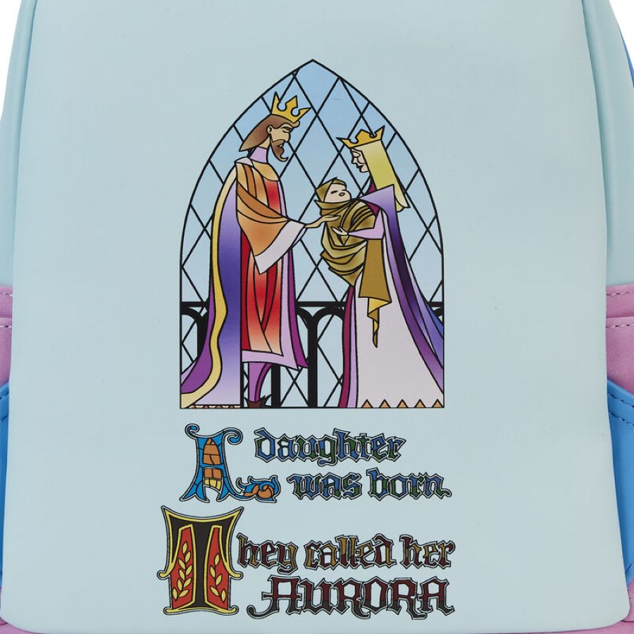 Loungefly Sleeping Beauty - Castle Three Good Fairies Stained Glass Mini Backpack