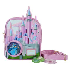 Loungefly Sleeping Beauty -Castle Three Good Fairies Stained Glass Crossbody Bag