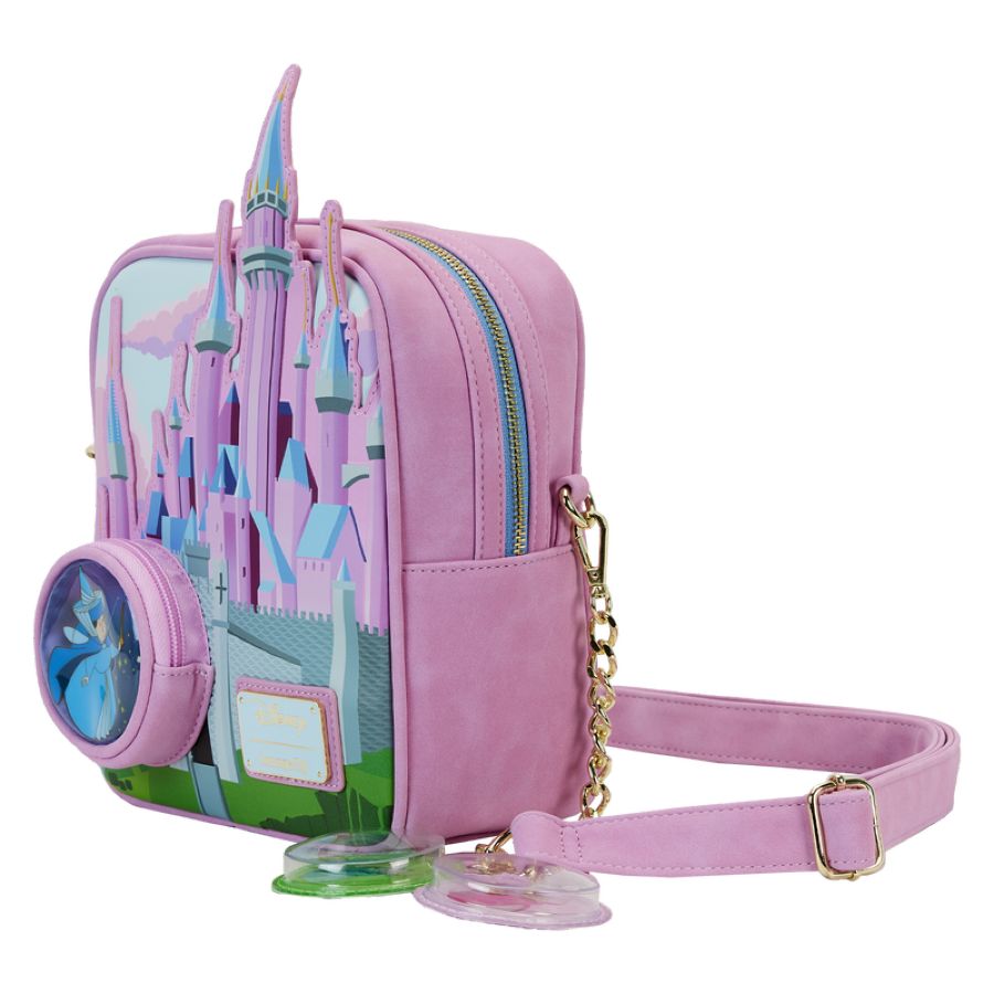 Loungefly Sleeping Beauty -Castle Three Good Fairies Stained Glass Crossbody Bag