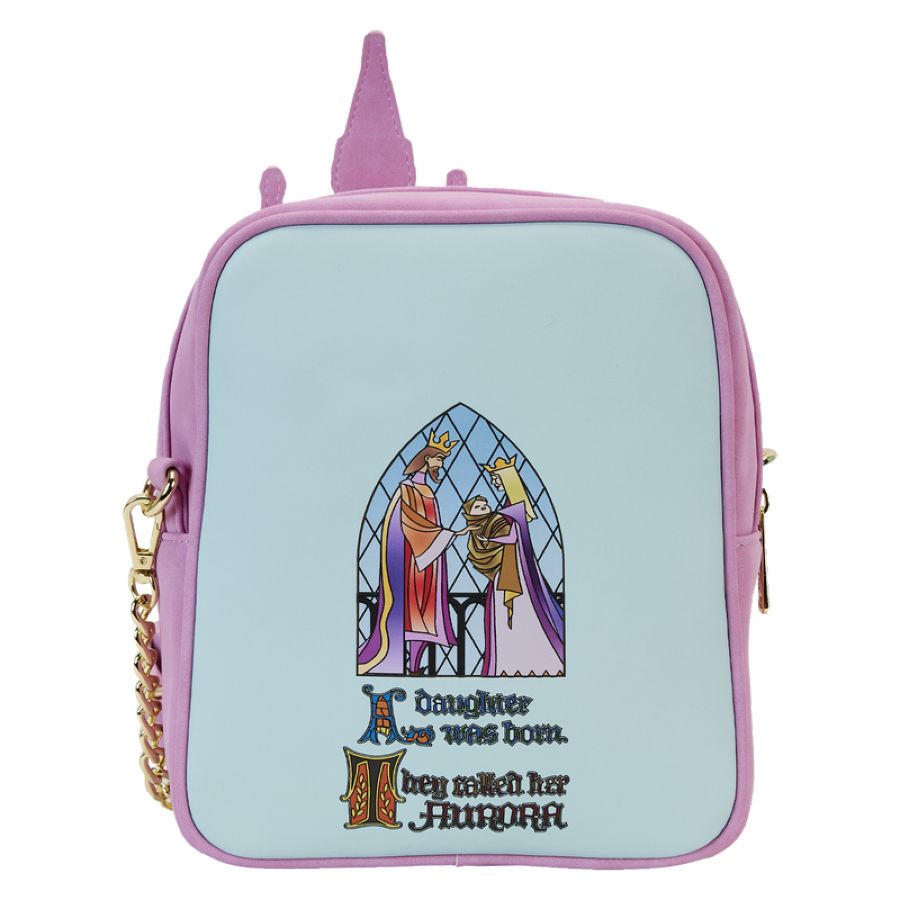 Loungefly Sleeping Beauty -Castle Three Good Fairies Stained Glass Crossbody Bag