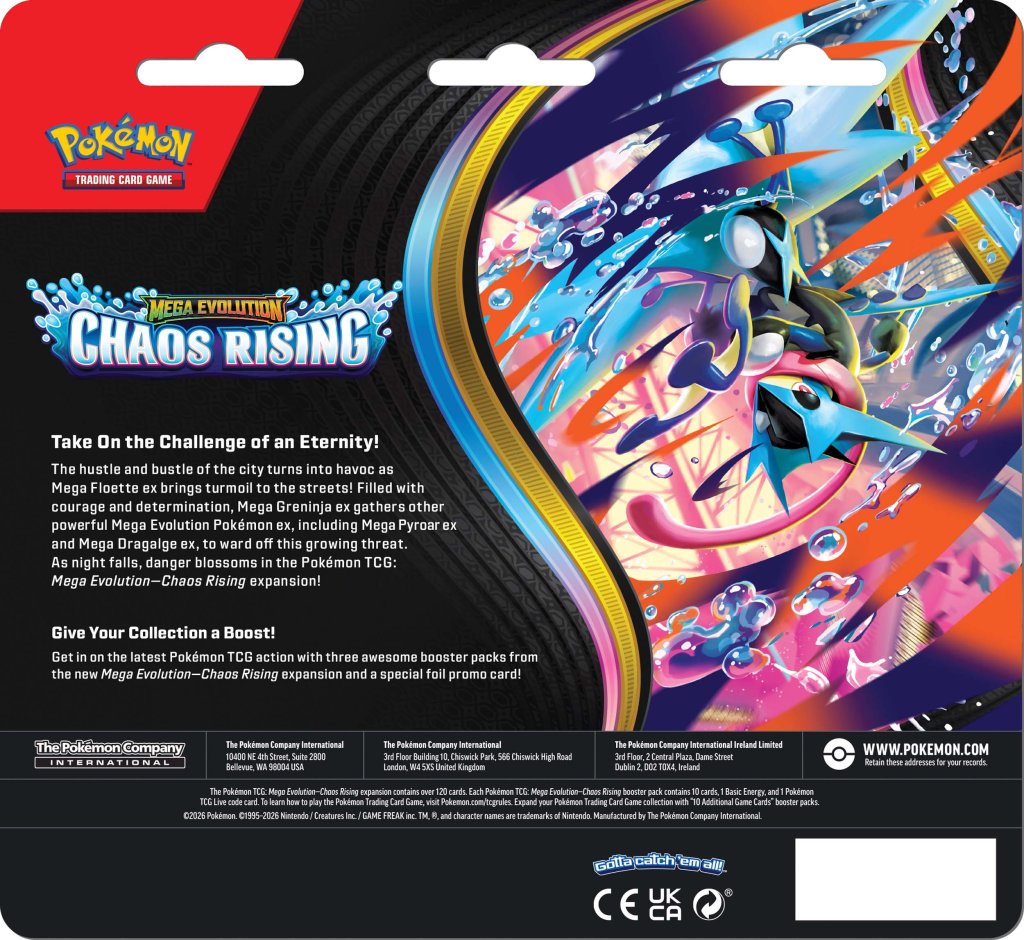 Pokémon TCG: Mega Evolution Chaos Rising 3-Booster Blister  - LIMIT FOUR PER CUSTOMER
