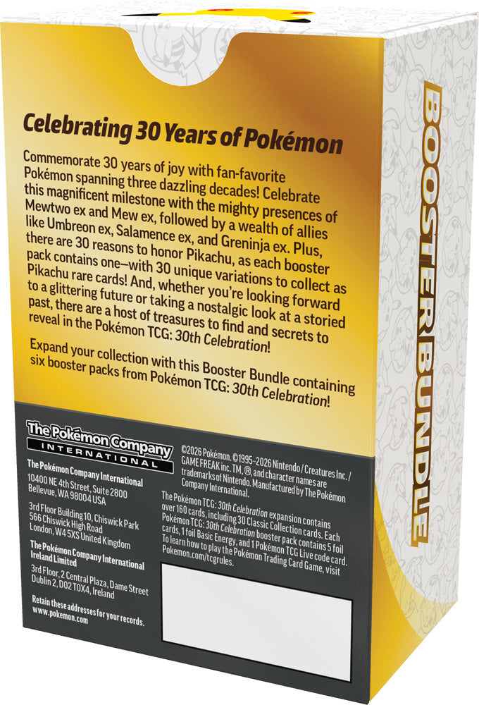 Pokémon TCG: 30th Celebration Booster Bundle - LIMIT TWO PER PERSON