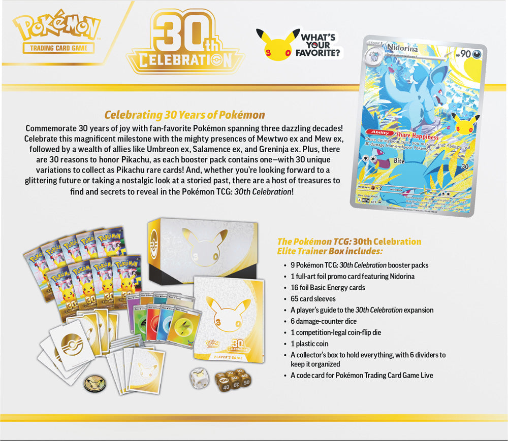 Pokemon TCG 30th Celebration Elite Trainer Box - LIMIT ONE PER CUSTOMER