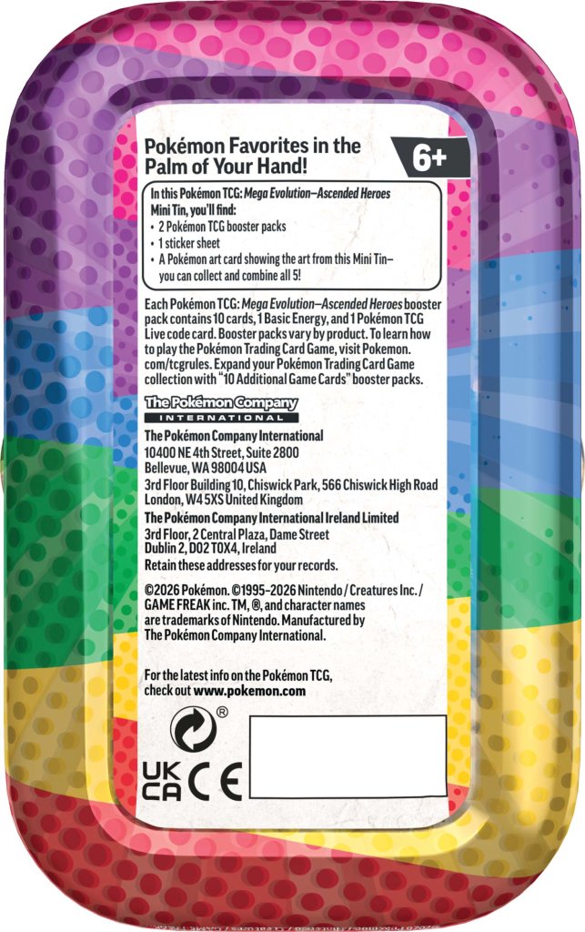 Pokemon TCG ME2.5 Ascended Heroes Mini Tin - LIMIT TWO PER CUSTOMER