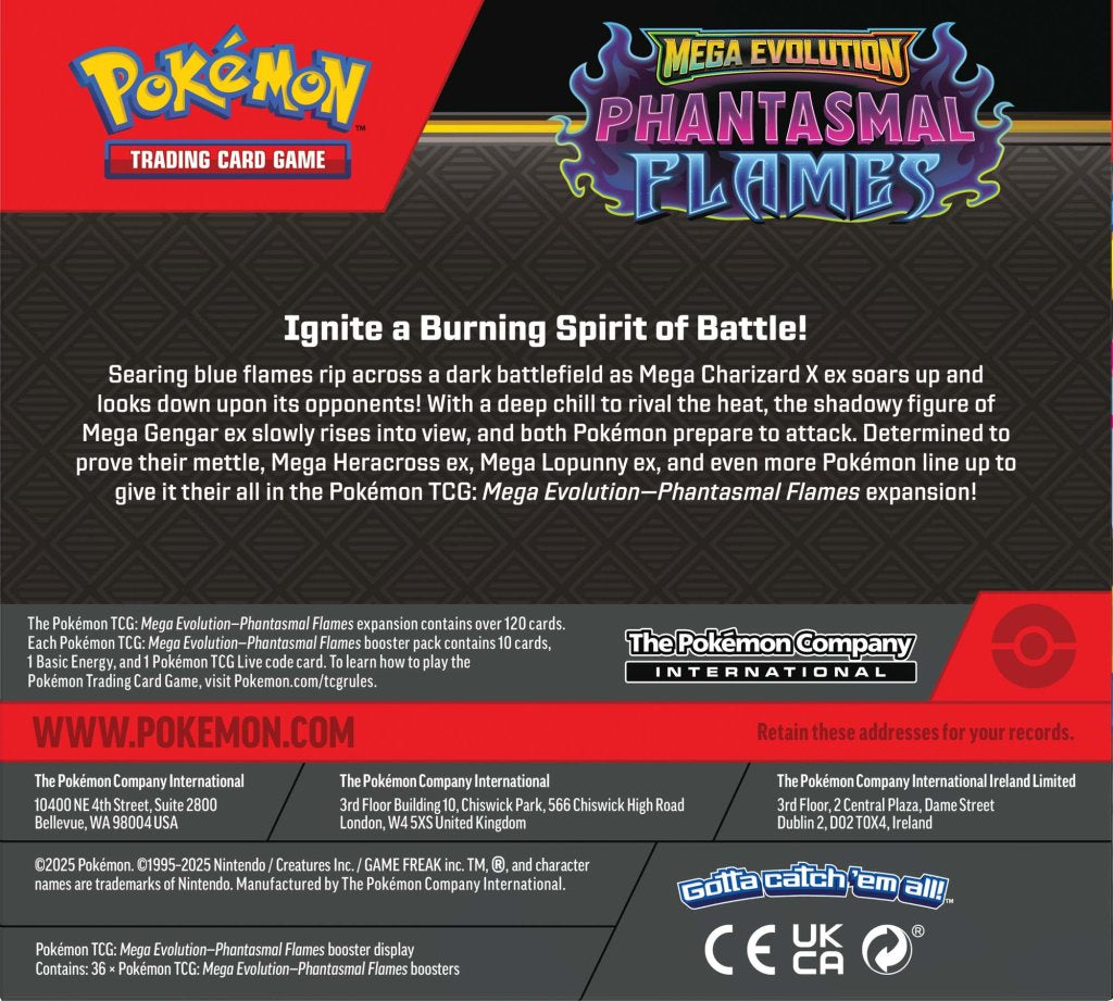 Pokemon TCG: Mega Evolution - Phantasmal Flames Booster - Sealed Box - LIMIT ONE PER CUSTOMER